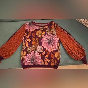 Anthropologie Bl*nk London Long eyelet sleeve top